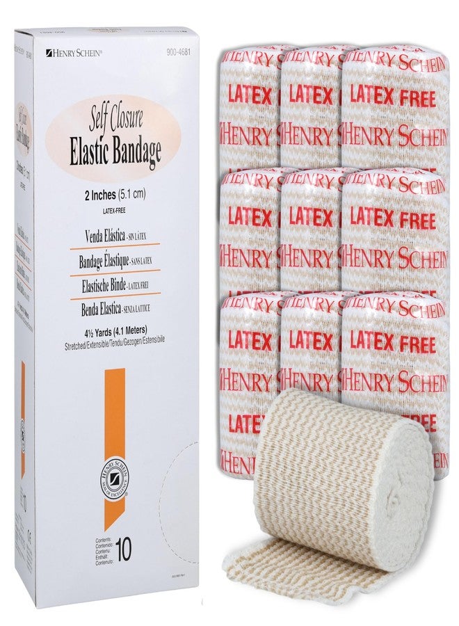 Henry Schein Self-Closure Elastic Bandage, 2" x 4.5 Yards, Tan, Non-Sterile, Box of 10 – Stretch Bandage with self Closure, Latex-Free, Comfortable & Reliable Support - Image 1